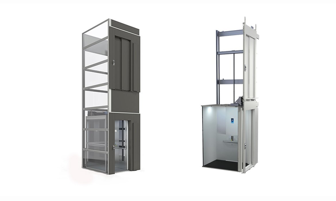 Cibes cabin lifts can be delivered with or without a prefabricated lift shaft.
