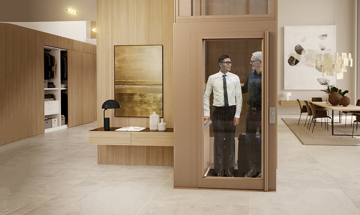 Elegant lift door in aluminium